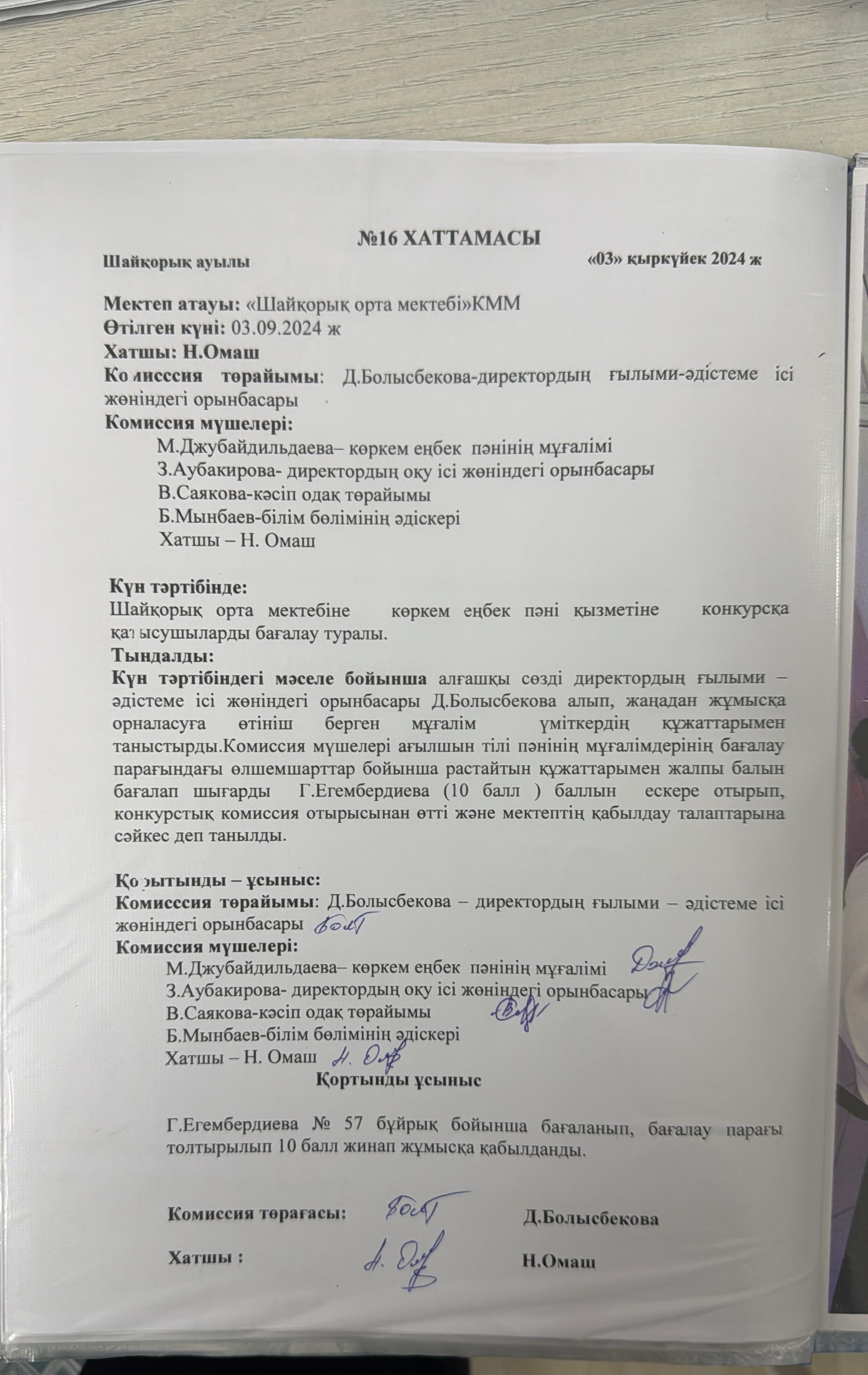 Конкурстың нәтижесі