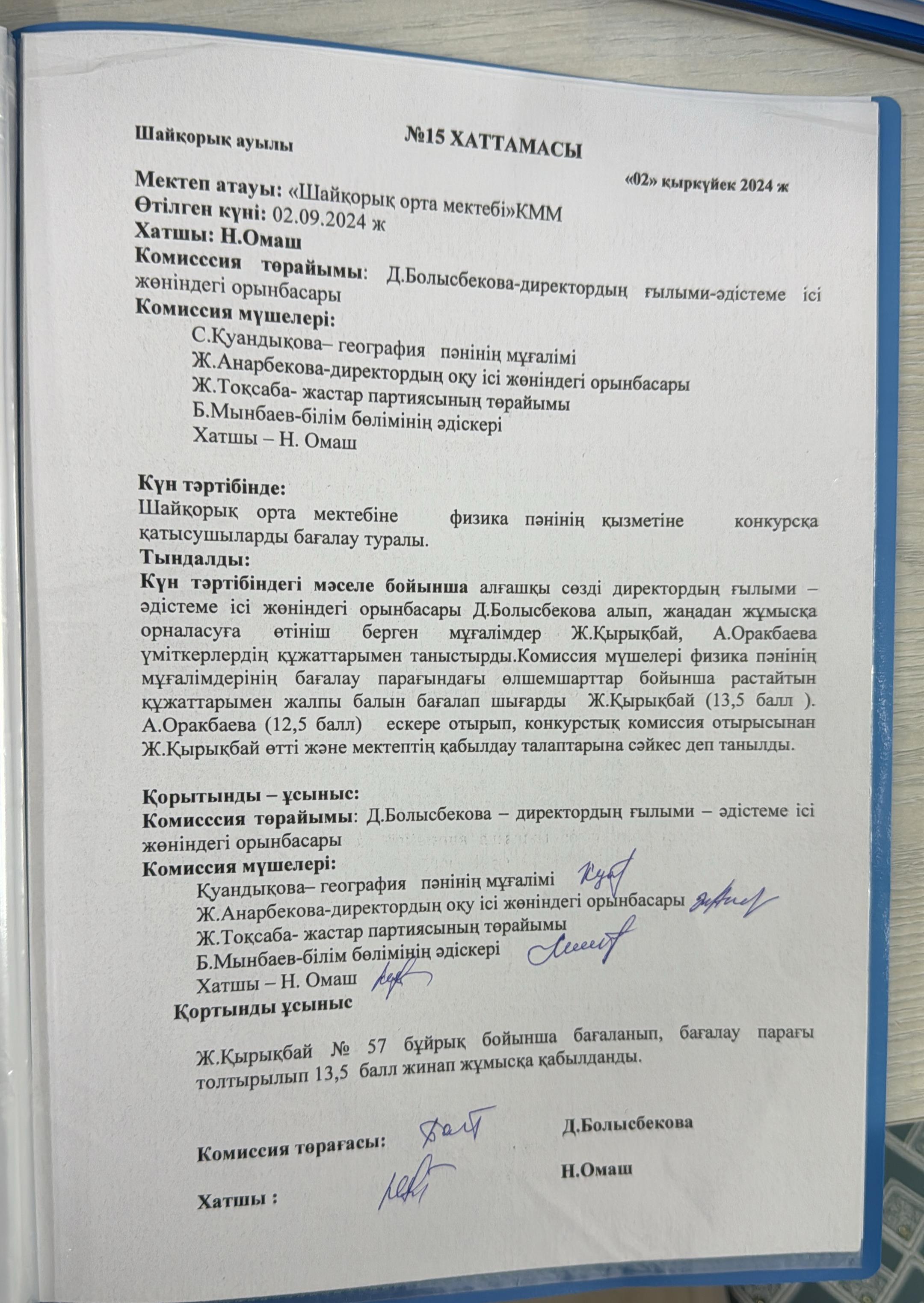 Конкурстың нәтижесі